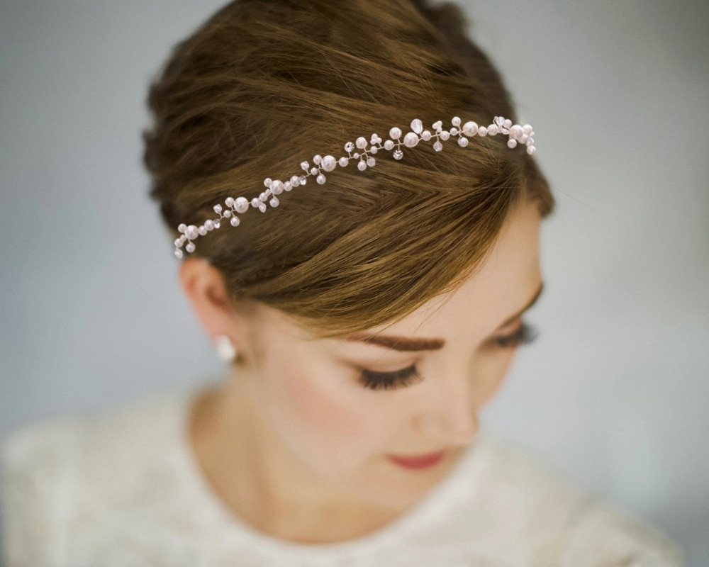 TOPQUEEN perła wykonana ręcznie robić włosów tiara kryształowy wianek dla panny młodej biżuteria robić włosów ślubne na włosy kawałki stroiki ślubne dla kobiet HP03-G