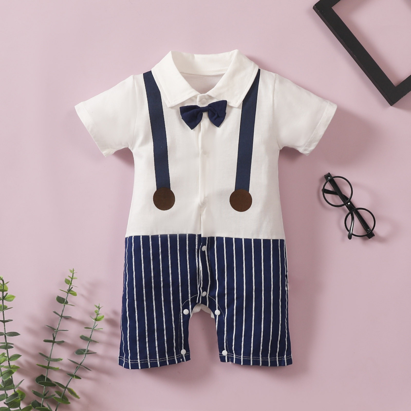 Baby Boy Kleding Rompertjes Zomer Voor Pasgeboren Baby Jongens Gestreepte Vlinderdas Gentleman Romper Jumpsuits Kleding Pasgeboren Jongen Kleding