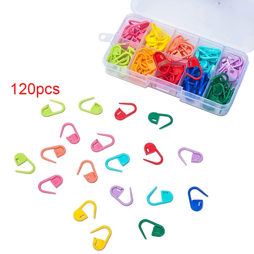120 Pcs/Set Amazing Knitting Crochet Locking Stitch Needle Clip Markers Holder Tool Plastic SER88