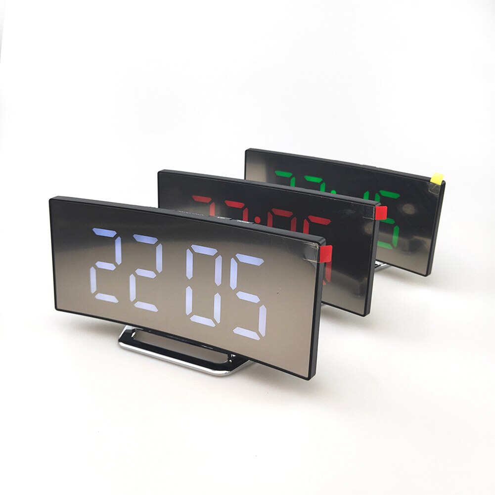 Bedroom Large Number Digital Alarm Clock Curved Dimmable LED Screen for Kids