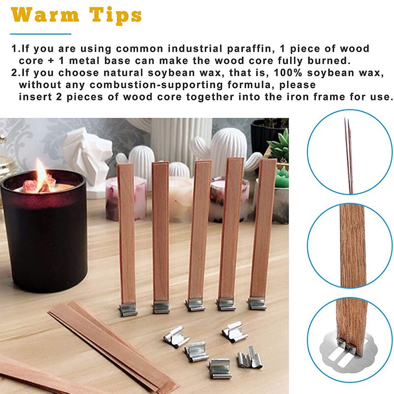 10PC Wooden Candles Wick With Sustainer Tab Candle Wick For DIY Candle Making Supplies Handmade Soy Parffin Wax Wick 6-13cm