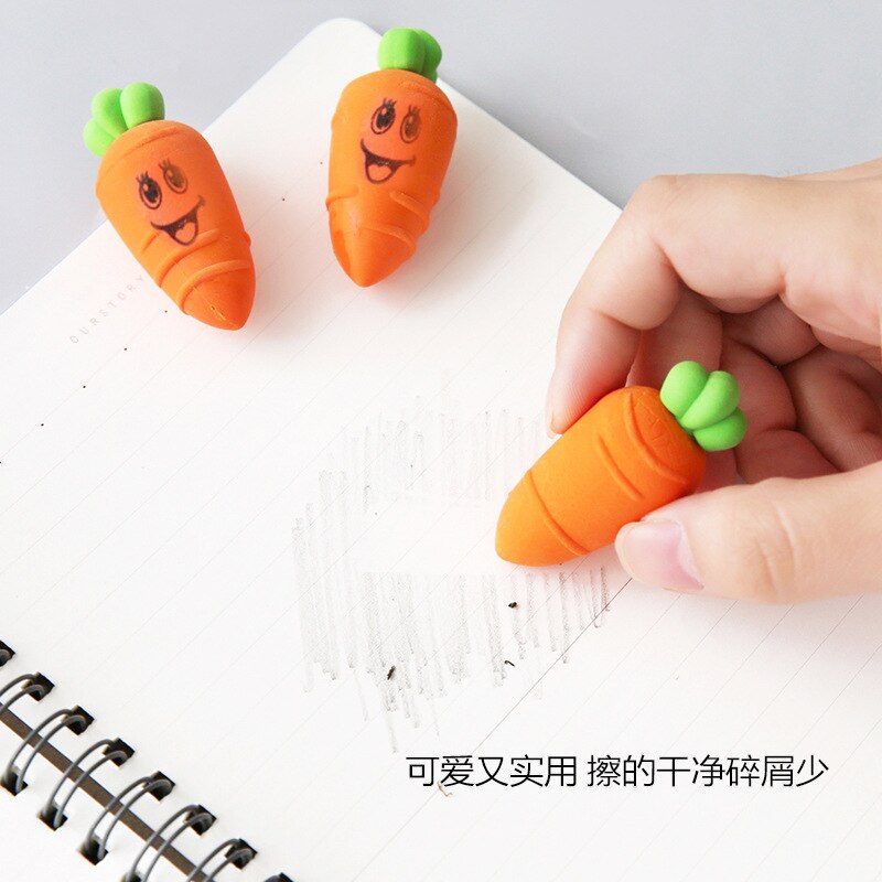 2 Stks/pak Mooie Wortel Potlood Rubber Eraser Primaire Student Relatiegeschenk Kawaii Briefpapier School Supplies