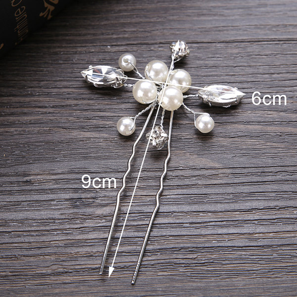 Wedding Crystal Pearl Hair pins For Silver Color Bridal Hair Accessories Women Hair Clips Many Wedding Hair Jewelry: UZ019