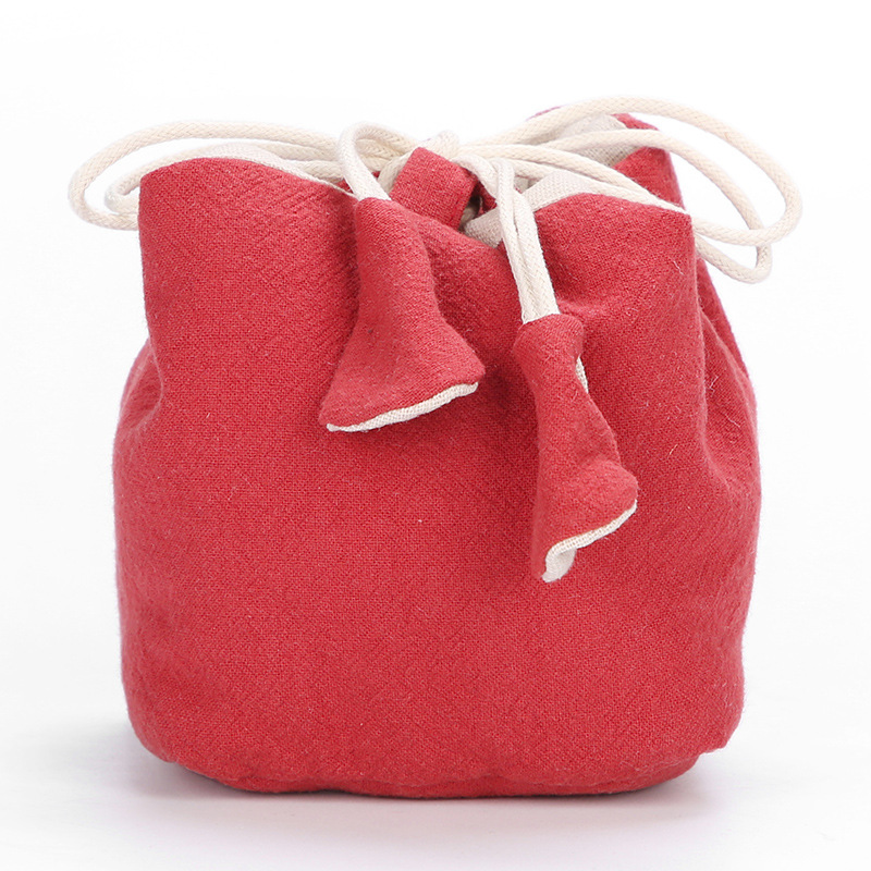 Borsa da tè in cotone e lino borsa da teiera semplice borsa da viaggio portatile impostato da tè borsa da tè accessori per la casa LC655: rosso