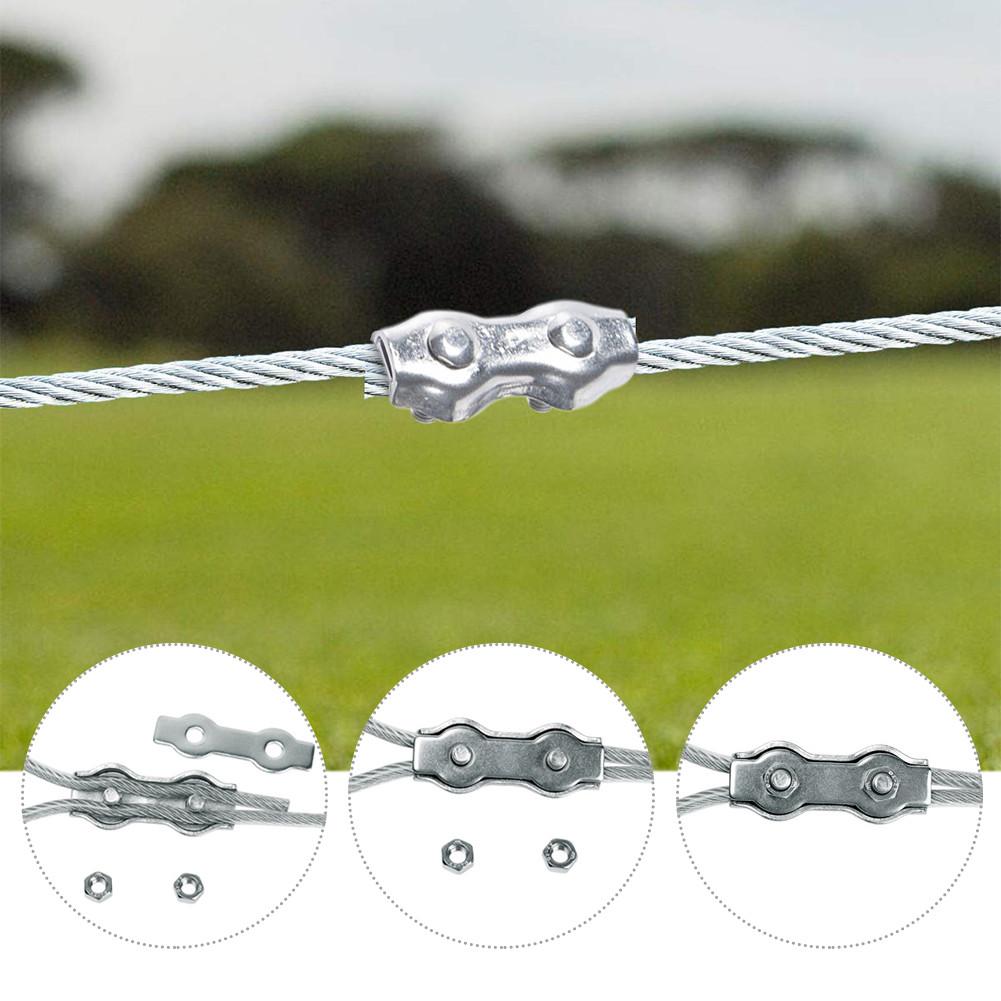 10Pcs 304 Stainless Steel Poly Rope Connector Wires Splicer Steel Wire Connector For Electric Fences Garden Supplies Accessories