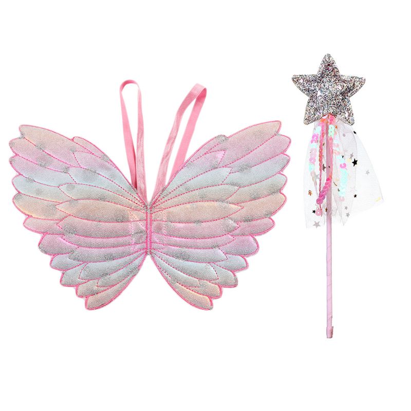 Cute Children Costumes Performance Props Gradient Color Butterfly Princess Angel Wings Fairy Stick Kids Dress Up Playing Toys: 3