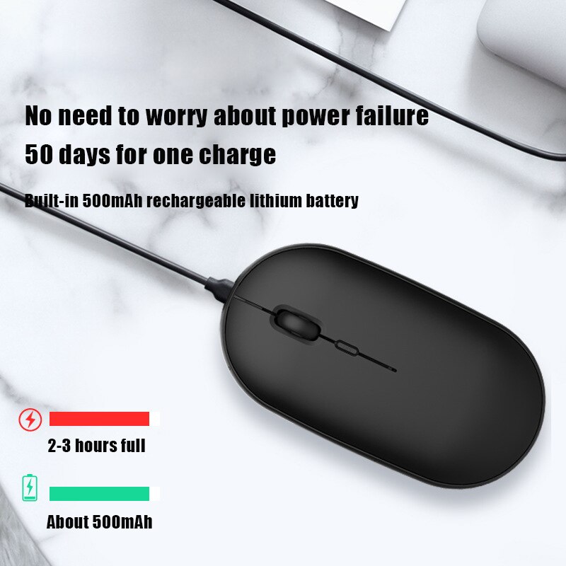 2.4G Bluetooth Draadloze Muis Ergonomische Draagbare Mute Stille Power Saver Oplaadbare Meisje Muizen Voor Laptop
