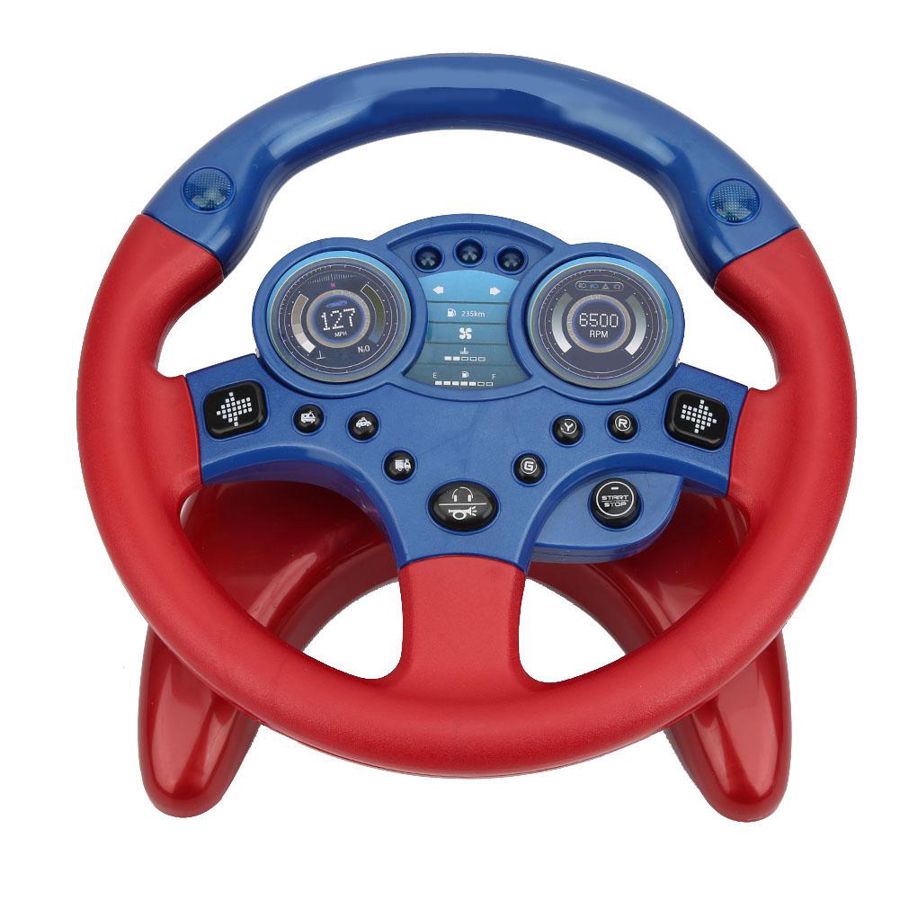 Electronic Steering Wheel Toy with Light Simulation Car Driving Sound Steering Wheel Kids Children Music Educational Toys: Red