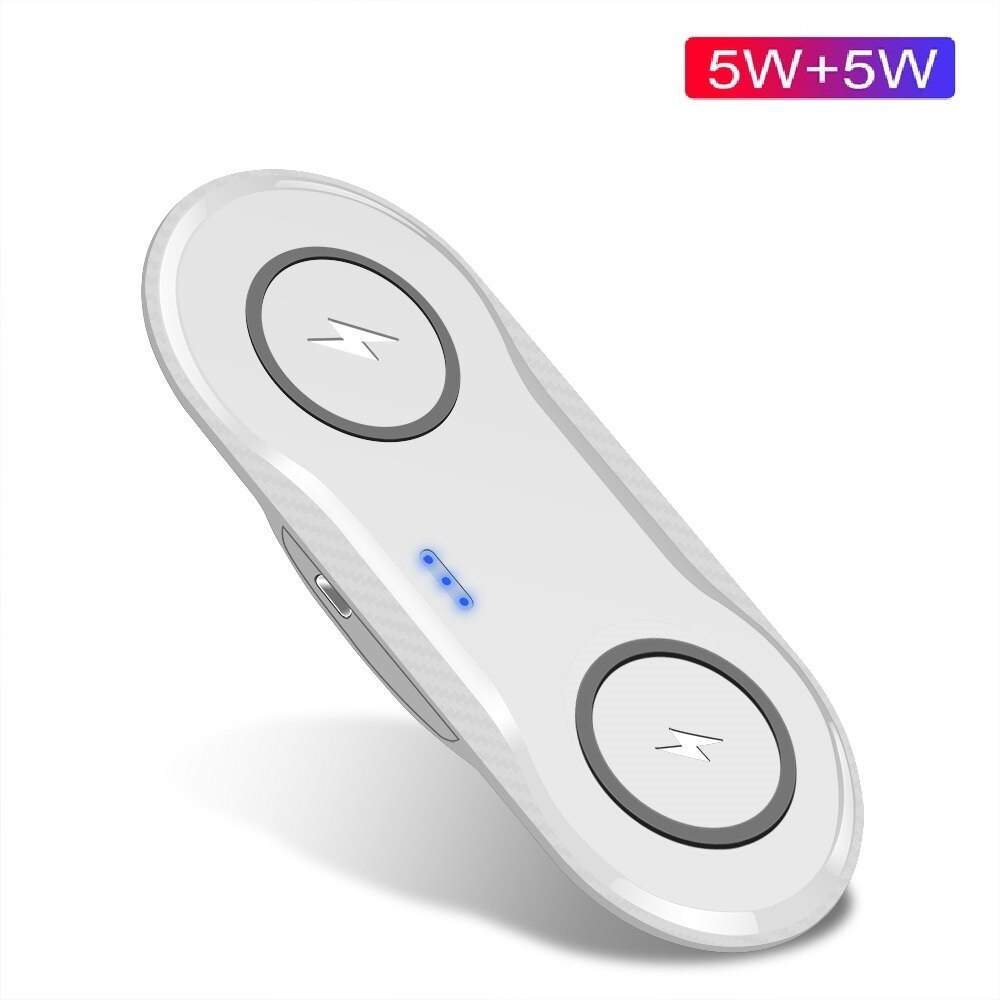 FDGAO 20W Qi chargeur sans fil double 10W Station de chargement pour iPhone 11 X XS XR 8 Airpods 2 Pro Samsung S20 S10 Note 10 9: Dual 5W White