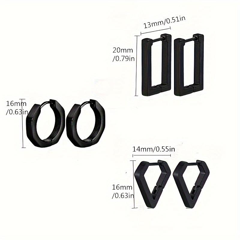 1 Pair Men's Stainless Steel Hoop Earrings, Viking Runes Black Earrings For Men/Women