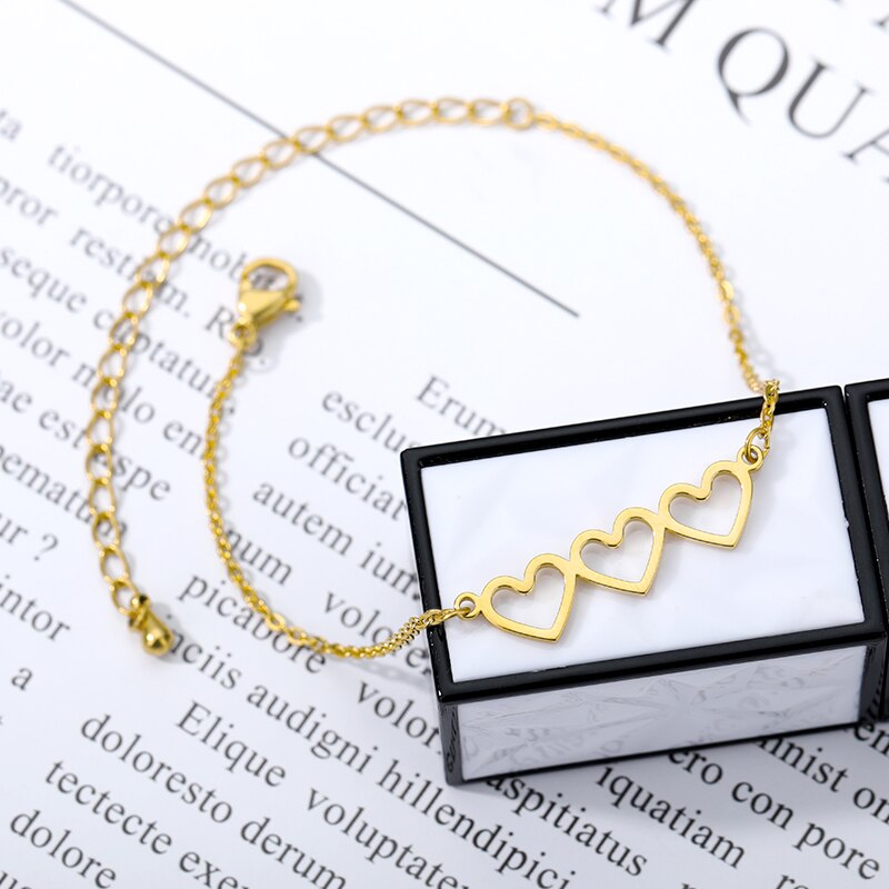 Klassische Herz-Förmigen Aushöhlen Anhänger Einstellbare Armbänder Für Frauen Edelstahl Charme Minimalistischen Mädchen Schmuck