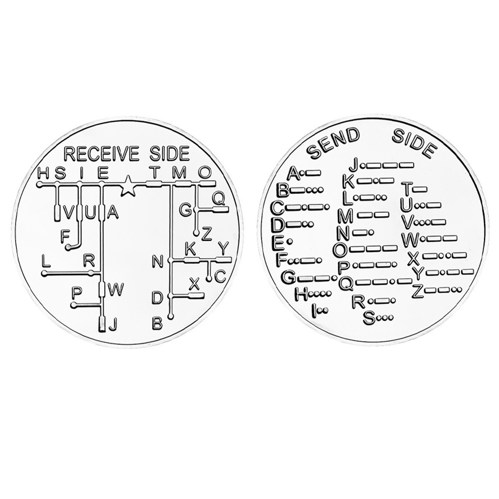 1pc Morsecode Trainingsmunt Trainingsmunt Morsecode Leermiddelen voor beginnende radioliefhebbers en hobbyisten Geschiedenis Buffs: Zilver
