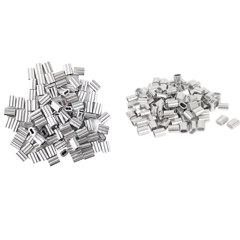 100Pcs 2.5mm Wire Rope Sleeves Clip Cable Crimps & 120 Pcs Crimping Loop Sleeve 2mm Diameter Wire Rope and Cable