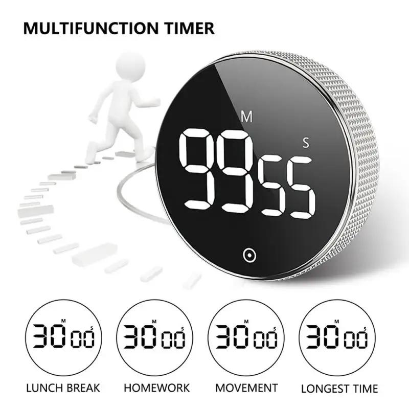 Magnetische Stopwatch Led Digitale Display Timer Keuken Studie Countdown Stille Timer Zelfgereguleerde Roterende Koken Elektronische Klok