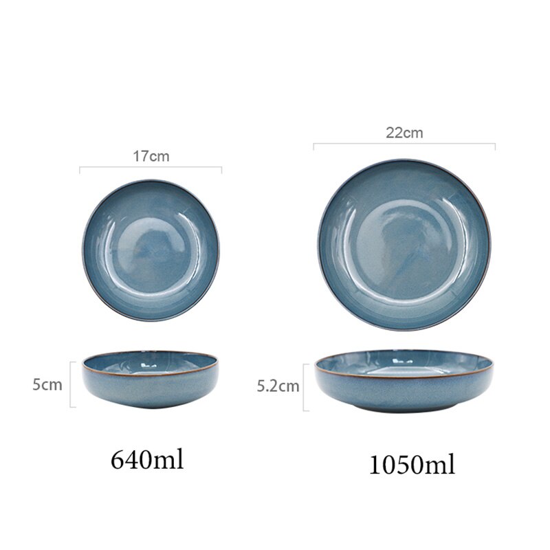 FANCITY household fish dishes, retro shallow bowls, ceramic dishes, rice dishes