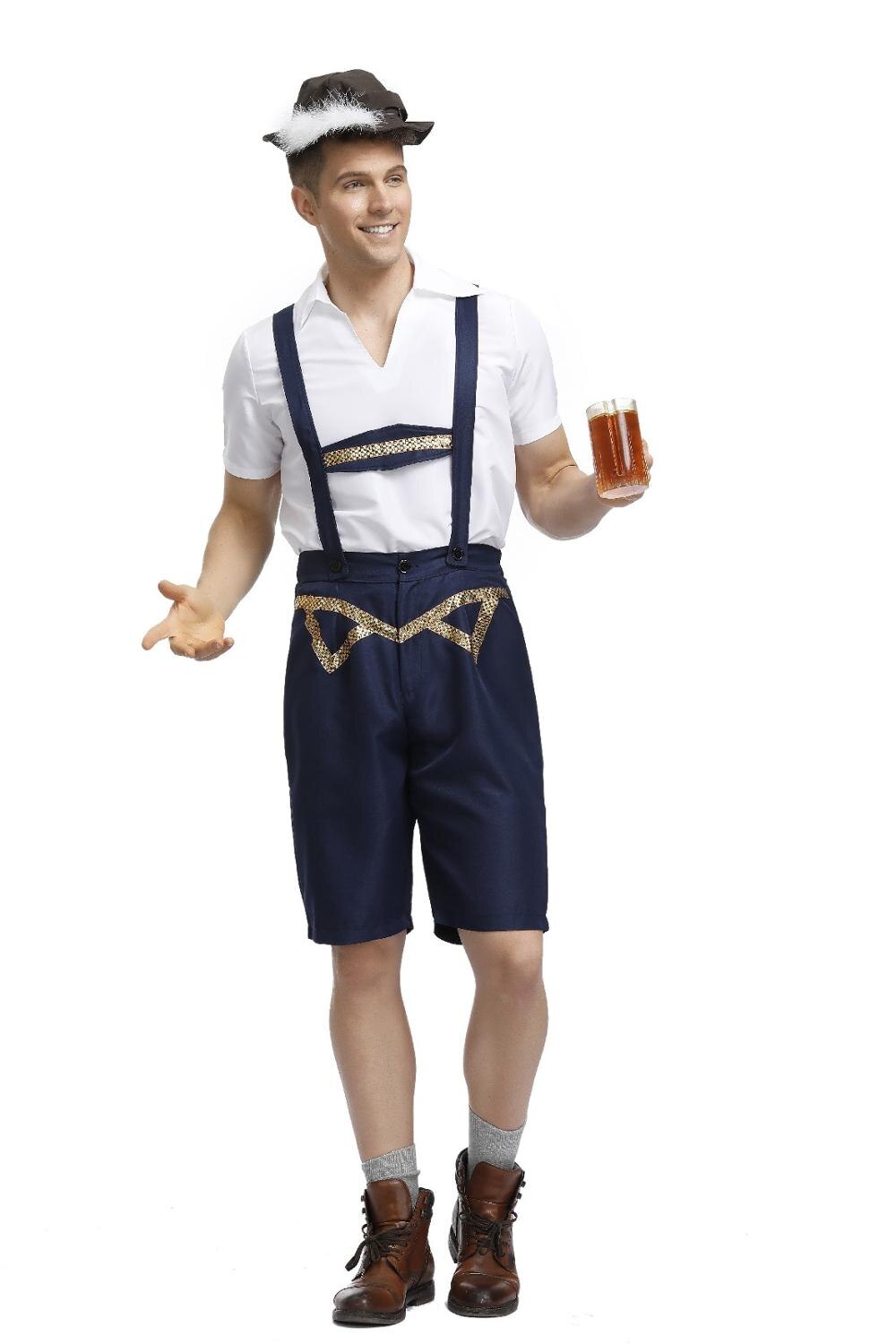 Männer der Oktoberfest Lederhosen mit Hosenträger Hütte Kostümich einstellen Für Mann Party Cosplay Kellner Bauer Spiel Kostümich