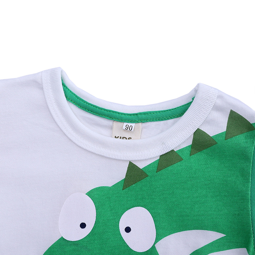 Kleinkind freundlicher Karikatur Jungen Dinosaurier Patchwork Hemd Spitzen Outfits Kleidung Jungen Mädchen T-Hemden freundlicher freundlicher Karikatur Drucken Spitzen