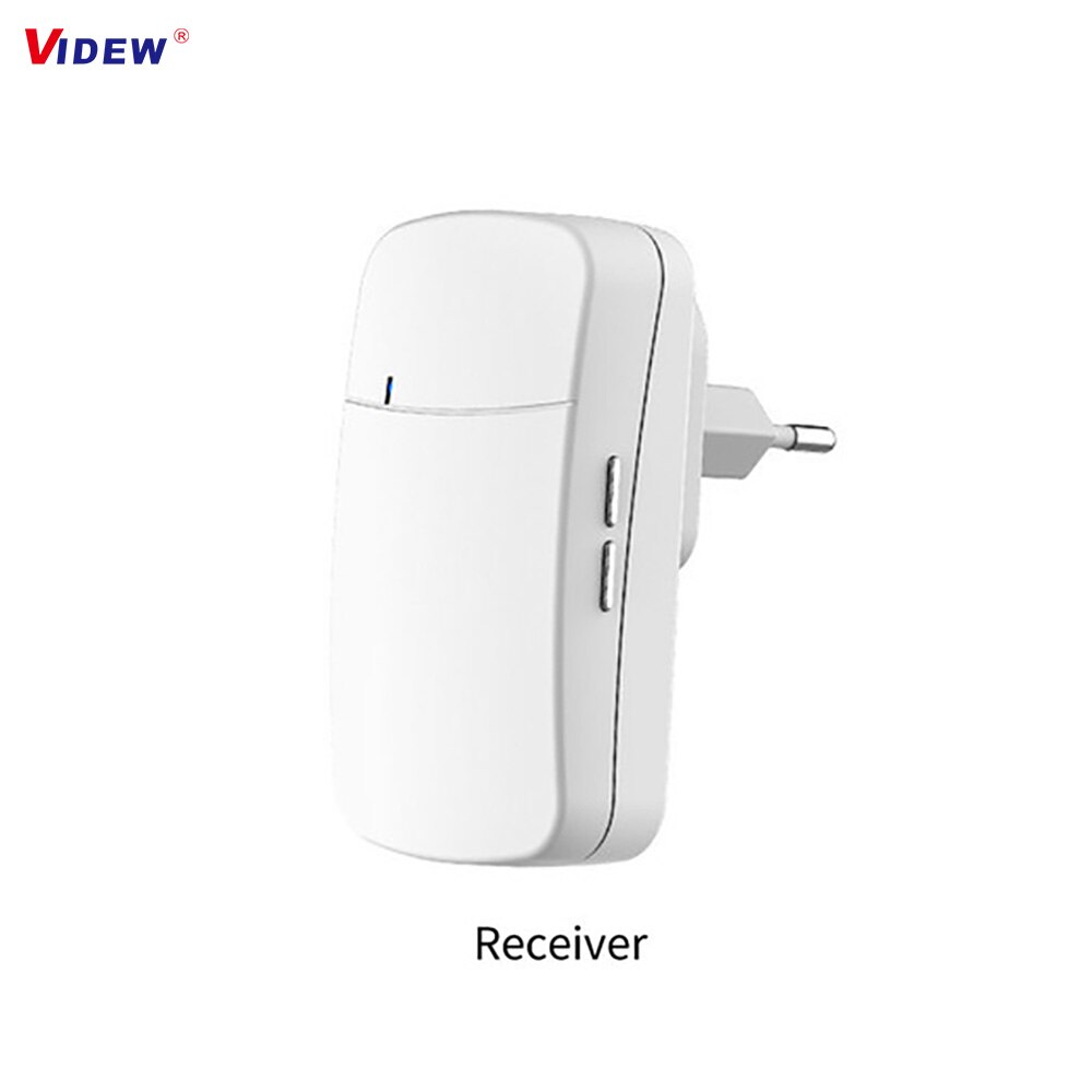 VIDEW Wireless Doorbell No Battery Required Doorbell with Chime IP68 Waterproof Self-Powered Door Bell Home Cordless Timbre Call: Receiver Only-White / EU plug 