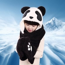 1 Set Kid 'S Warme Winter Comfort Hoed Panda Caps + Sjaal Pak Set Leuke Jongen Meisje kleding Accessoires