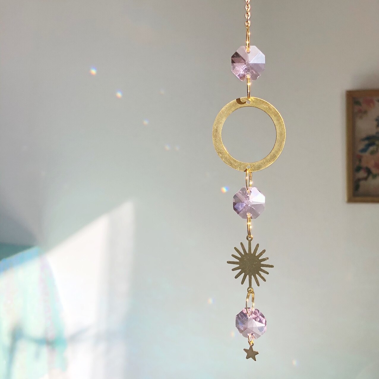 Pink Sol Suncatcher- Home Decor - Rainbow Maker - for Window - Rainbow -Mini Sun Catcher