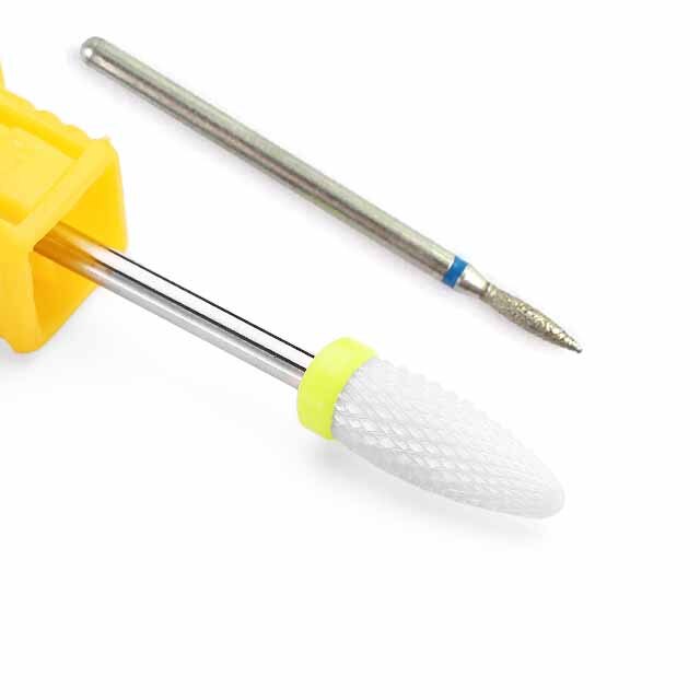 Broca de clavo de cerámica para manicura, fresa de diamante, limas rotativas eléctricas, brocas para pedicura, rebaba, herramientas para quitar cutículas, 2 uds.: MULTI