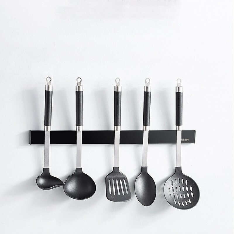 Celbon 40CM Wandmontage Gebruiksvoorwerp Rack Zwarte Pijp Pot Rack Keuken Rail Pan Hanger Gebruiksvoorwerp Opknoping Bar Rack Keukengerei Hanger Organizer met 6 Verwijderbare S Haken