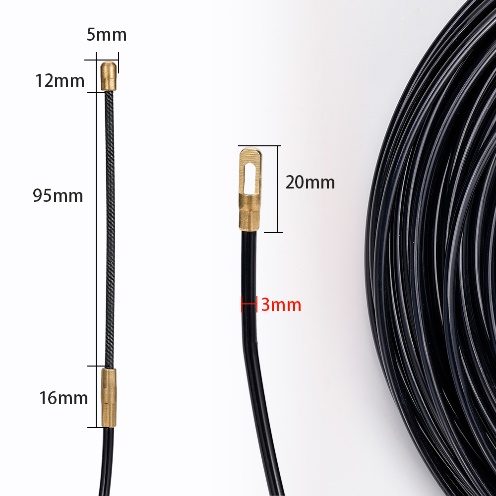 3mm 5-40M Cable Guide Tape Puller Extractor Guide Black Nylon Wall Wire Lead Wire Puller Cable Electrician Spring Puller Lead