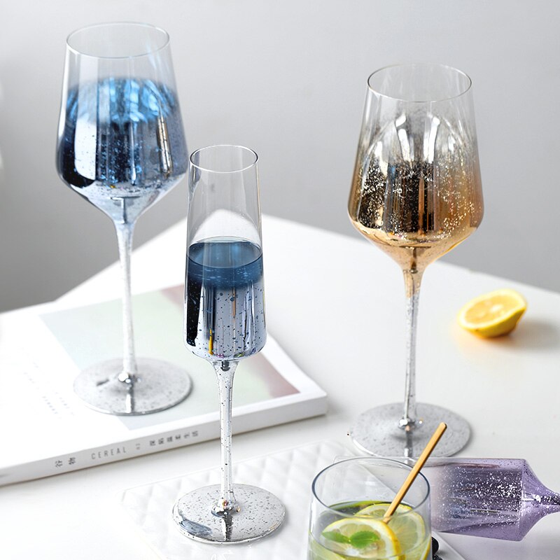 Vinglas färgglada glasvaror för att dricka champagnekristallina bröllopsglas dekoration vin kopp fest exqusite