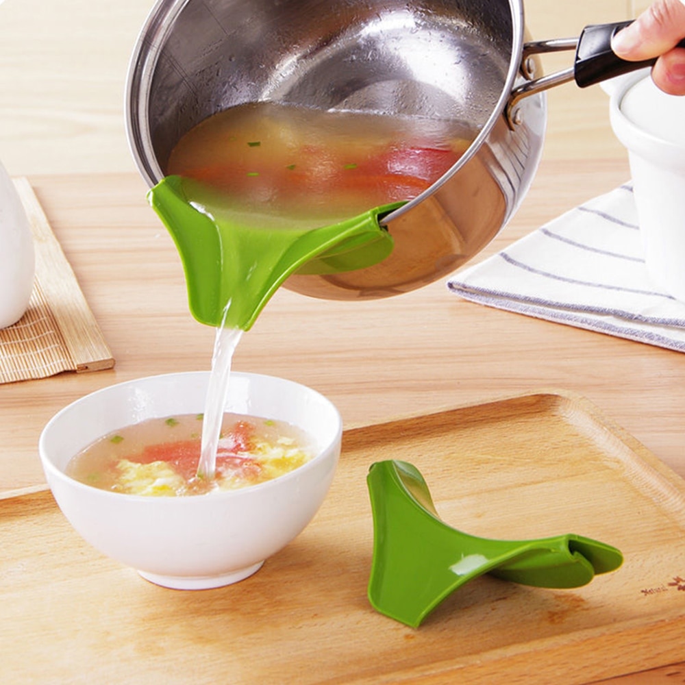 Anti-spild silikone slip på hæld suppe tud tragt til gryder pander skåle krukker bar køkken gadget deflector værktøjer