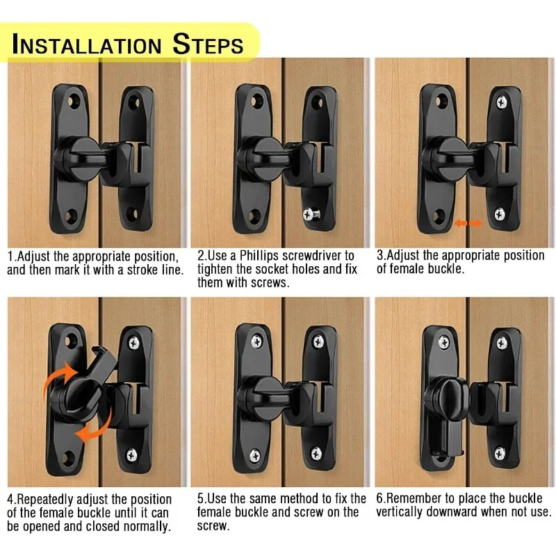 90 Degree Sliding Door Latches Sliding Door Locks Anti-theft Buckle Latches Home Cupboard Door Catches DIY Hardware Accessories