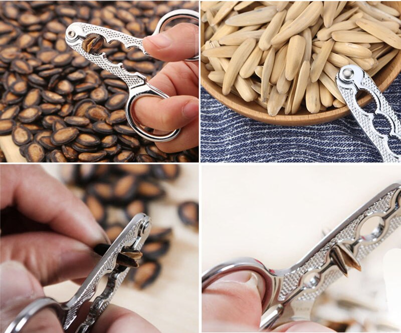 Melon Seed Opener Clamp Walnut Pine Plier Scissor sunflower Nut Cracker Kitchen Household tool Sheller Nutcracker