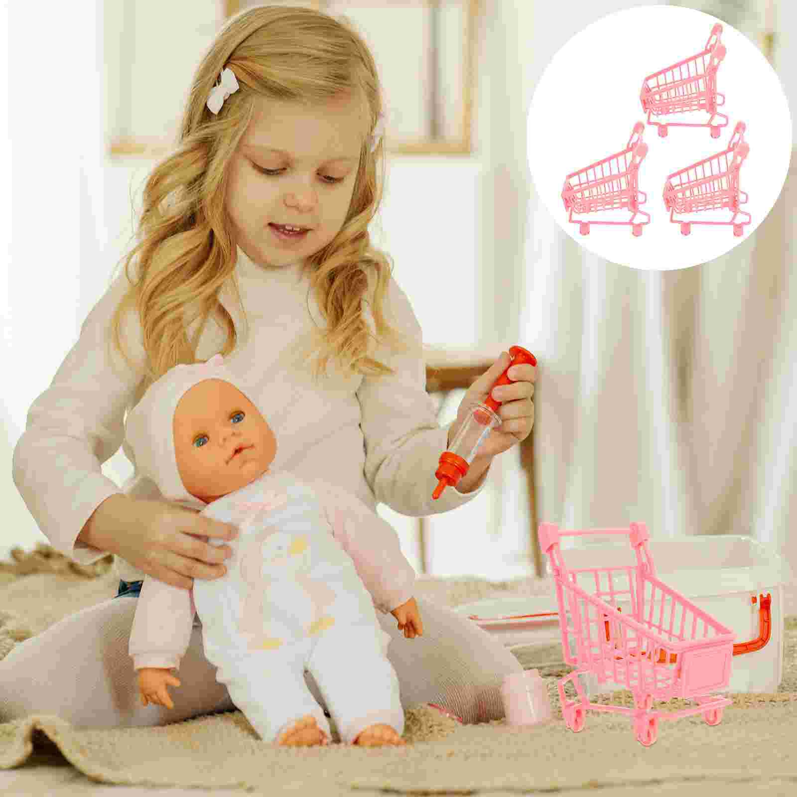 3 szt. mini koszyk dekoracyjny koszyk rekwizyty mini wózki na kółkach: Default Title