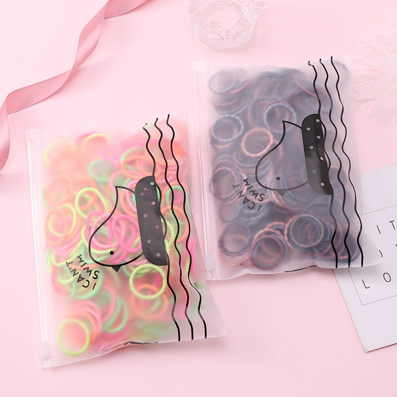 50 teile/satz Tasche Verpackung Mädchen Nette Bunte Grundlegende Elastische Haar Bands Pferdeschwanz Halfter Gummiband Stirnband Haar Zubehör