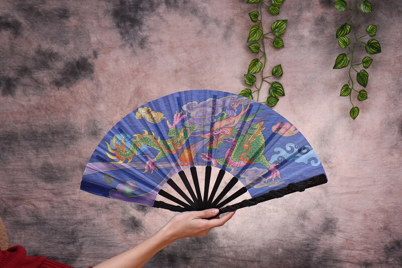 Zomer Mannen Plastic Zwarte Staaf Vouwen Grote Draak Fan