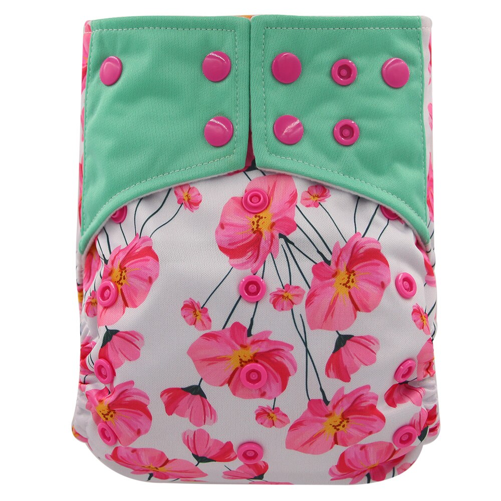Ohbabyka Newborn Reusable Nappies Cover Flamingo Print Pocket Diaper Washable Baby Cloth Diaper Bamboo Charcoal Diaper Pants: 143