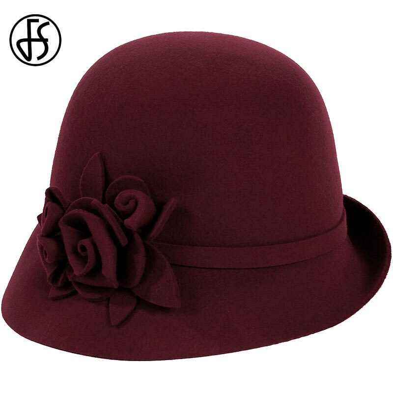 Fs 100%  australiansk sort uldfilt fedora hatte til kvinder vintage bred skygge vinterkirke cloche derby hat fedoras bowler cap