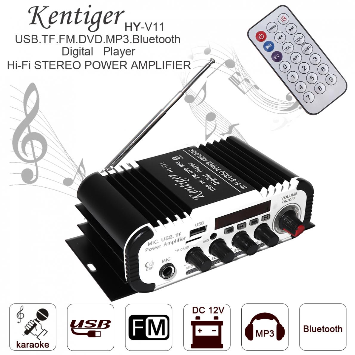 HIFI Car Audio Power Amplifier 2 Channel FM Radio Digital Player Sound Stereo Amplifier Support SD USB DVD MP3 Input