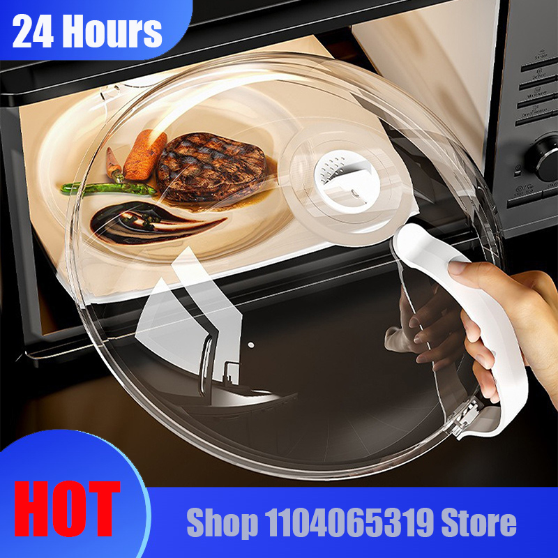 Microwave Splash Cover High Temperature Resistant Microwave Guard Lid Transparent Food Heating Cover with Steam Vent and Handle