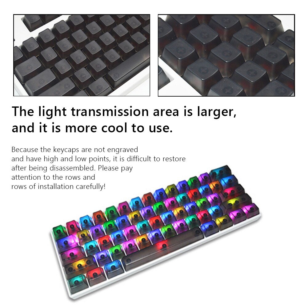 108 Keys Transparent ABS Keycaps Mechanical Keyboard OEM Non-Engraved Backlight Key Cap Compatible with Cherry MX/Kailh/Gateron