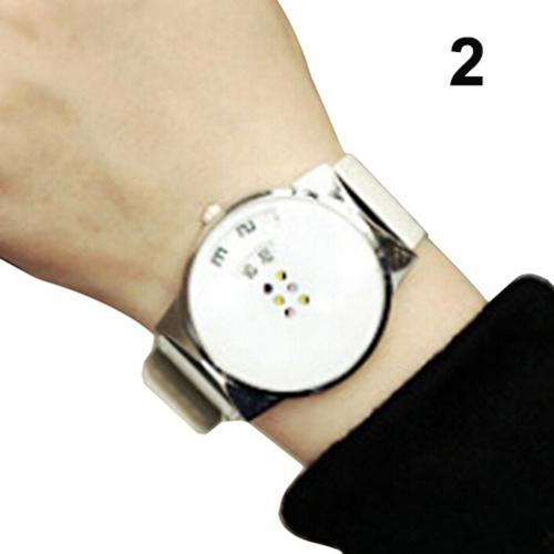Dames heren paar horloge quartz horloge klok heren leren band kleurrijke beweegbare wijzerplaat eenvoudig polshorloge: Wit