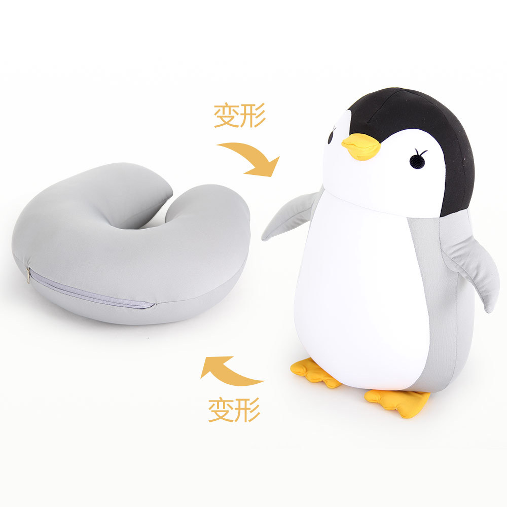 Leuke Cartoon U-vorm Neksteun Kussens Neksteun Hoofdsteun Kantoor Dutje Desktop Pads Home Decor: grey penguin