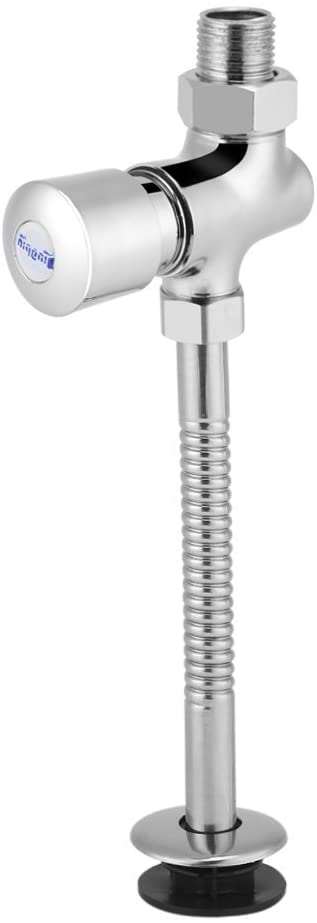 Button Type Urinal Flush Valve, Bath Toilet Urinal Flush Valve Assy with Bend Pipe, Urinal Chrome Supply Exposed Fittings