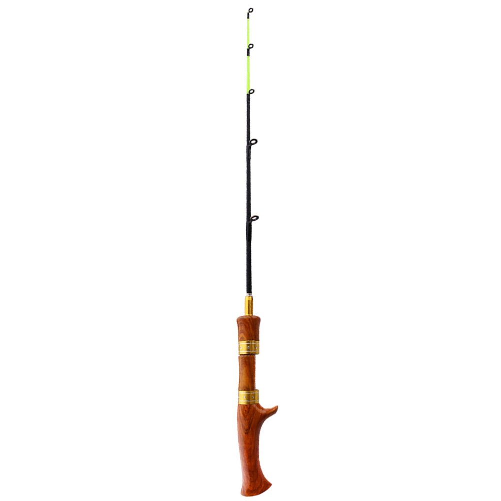 Ice Fishing Rod Wooden Handle River Shrimp Carp Winter Fishing Tackle Children's Portable Ultralight Baitcasting Fishing Rod: Straight Handle