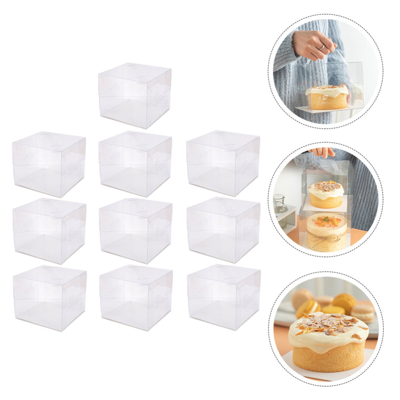 10Pcs Portable Clear Cake Box Handheld Transparent Baking Pastry Cheese Cake Packaging Box For Birthday Wedding