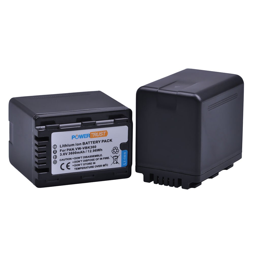 Powertrust 1pc 3600 mah vw-vbk 360 vw vbk 360 vbk 360 batteri för panasonic hdc -hs80 sd40 sd60 sd80 sdx 1 sdr -h100 hs60 hs80 h85 h95