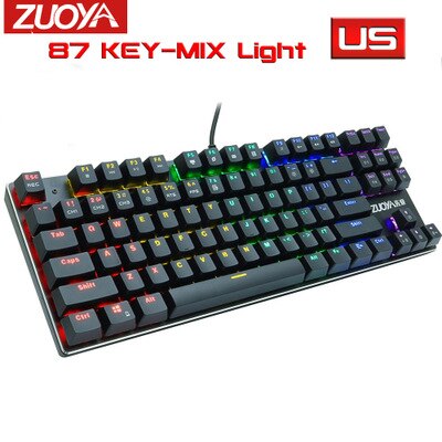 Zuoya X51 automat do gier klawiatura 87 klawiatura mechaniczna klawiatura zielona oś czerwona oś klawiatura do gier kabel RGB klawiatura podświetlana rosja: mixed light English / Niebieski Przełącznik