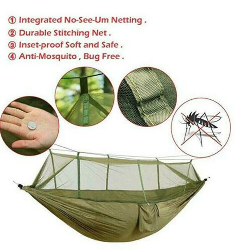 Dubbele Outdoor Persoon Reizen Camping Opknoping Hangmat Bed W/Klamboe Set