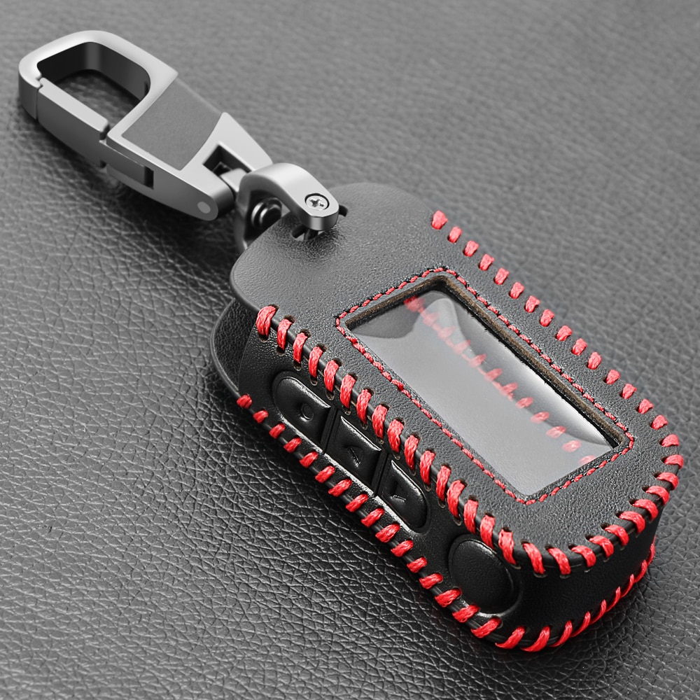 A93 a96 sleutelhangers van zwart leer met sleutelhoes voor starline  a93 a39 tweeweg autoalarm afstandsbediening  a63 lcd-zender: Default Title