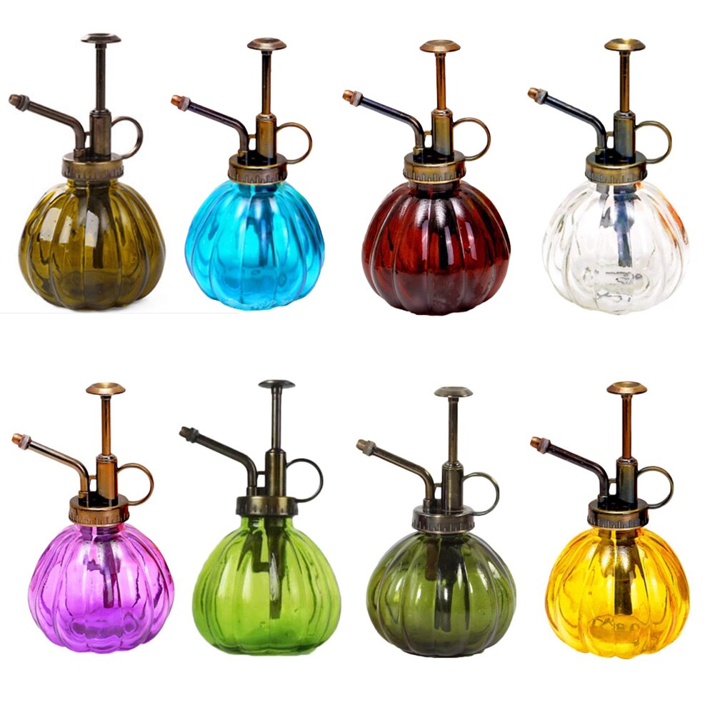 Vintage pompoenvormige glazen spuitfles, gieter voor bloemen, tuin, vetplanten, spuitfles, tuinieren, plantbenodigdheden