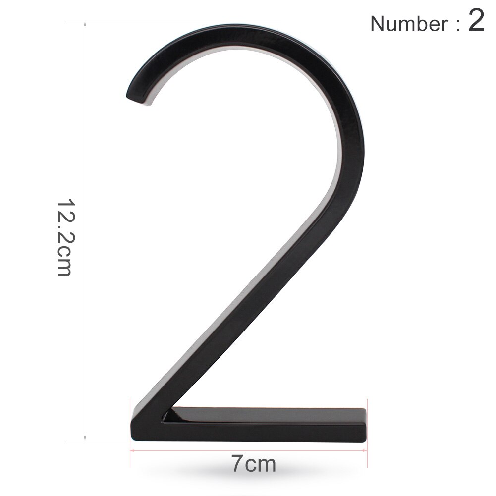 5" Floating House Number Metal Modern Home Number Garden Door Mailbox Decor Letter with Nail Kit Coated Black Visibility Signage: Number 2
